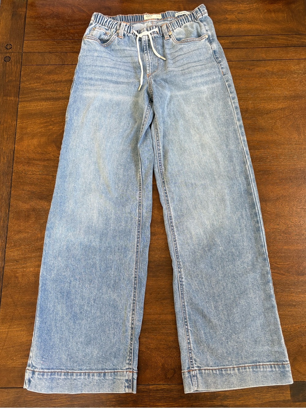 OAT New York High Rise Wide Leg Jeans Blue Wash Comfort Weave Stretch Size 2/26